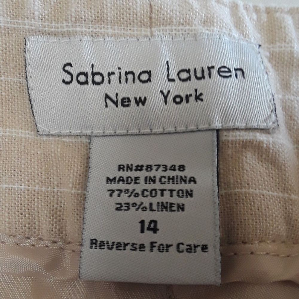 Sabrina Lauren New York Sz14 lined Tan str… - Picture 3 of 7